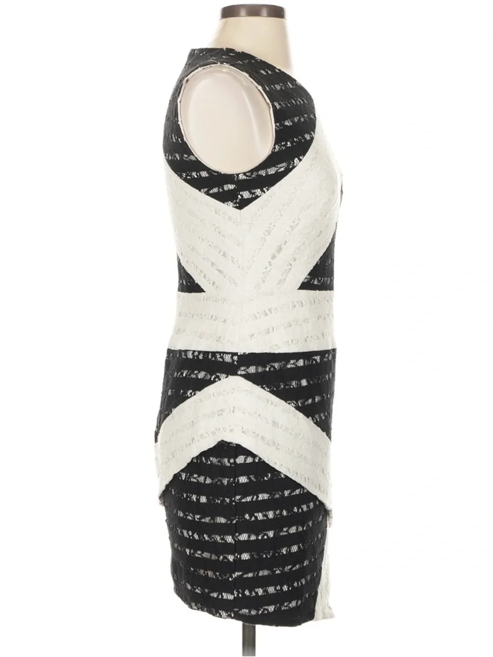 Revolve BCBGMaxAzria Black and White Diagonal Panel Mini Dress - Picture 6 of 9